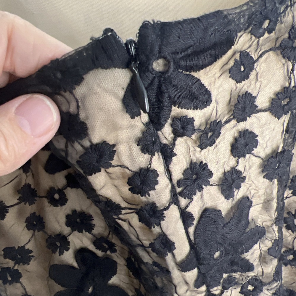 NWT Francesca's Collections Mini Dress Black Lace/cream Lining Tie Straps Zip - Picture 7 of 9